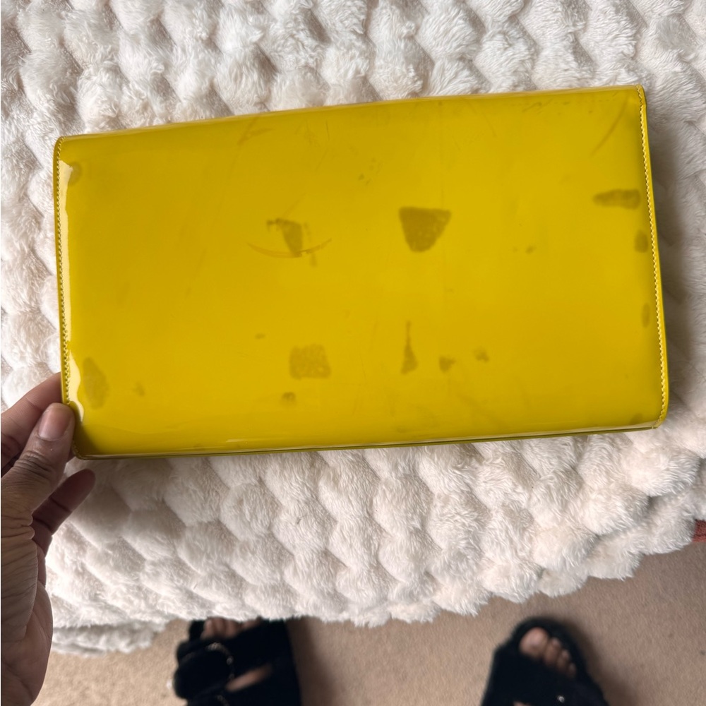 Saint Laurent YSL Patent Leather Clutch | Yellow | Italy | Authentic - Picture 3 of 8